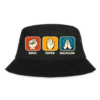 Stein Papier Halleluja Christlicher Gläubiger Jesu - Bucket Hat - Schwarz - Vorne - Lela (165cm)