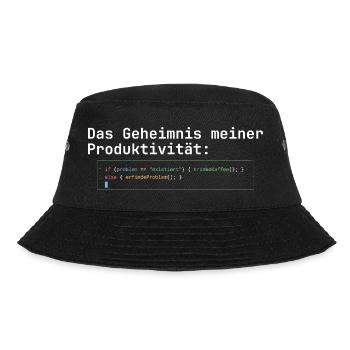 Programmierer Kaffee Geheimnis der Produktivität - Bucket Hat - Schwarz - Vorne - Lela (165cm)