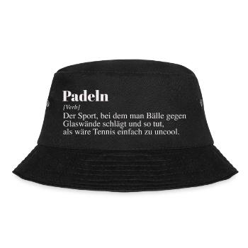 Padel Tennis Duden Spruch - Bucket Hat - Schwarz - Vorne - Lela (165cm)