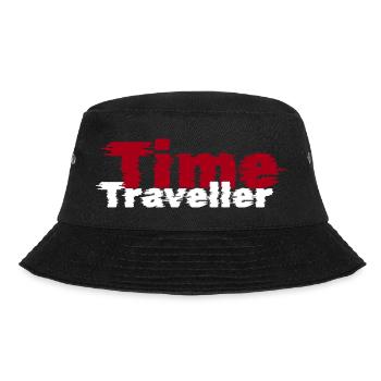 Zeitreisenden-Glitch-Textdesign - Bucket Hat - Schwarz - Vorne
