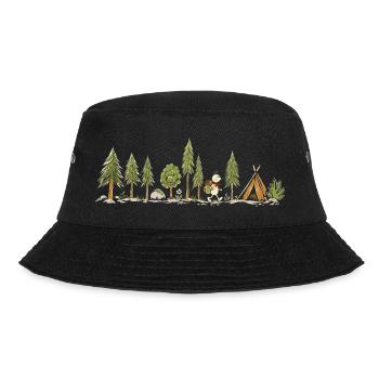 Wandern Camping Pfadfinder Wald Outdoor Abenteuer - Bucket Hat - Schwarz - Vorne