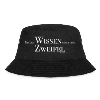 Goethe Zitat: Wissen und Zweifel - Bucket Hat - Schwarz - Vorne - Lela (165cm)