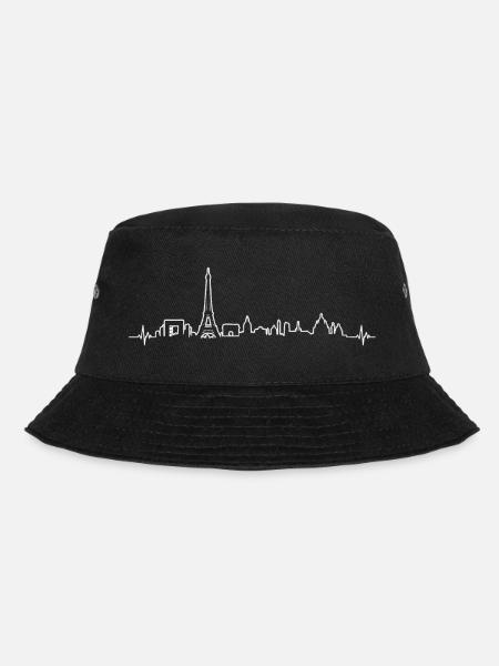 Herzschlag Paris Hauptstadt Denkmal Silhouette - Bucket Hat - Schwarz