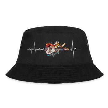 Gitarre mit Herzschlag - Bucket Hat - Schwarz - Vorne - Lela (165cm)