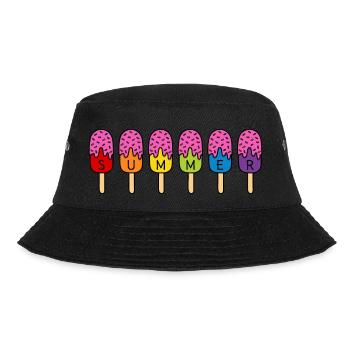 Summer Eis essen Regenbogen bunt pink Sommer Eis - Bucket Hat - Schwarz - Vorne - Lela (165cm)