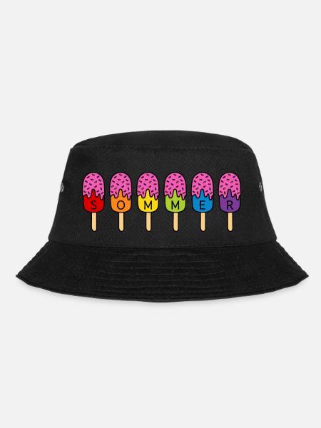 Sommer Eis essen Regenbogen bunt pink Eis - Bucket Hat - Schwarz
