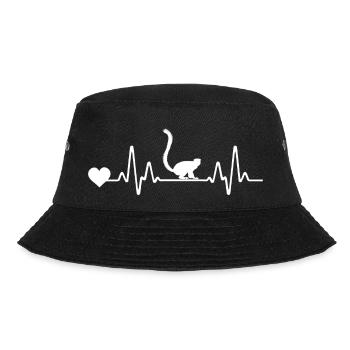 Herzschlag EKG Linie Lemur - Bucket Hat - Schwarz - Vorne - Lela (165cm)