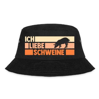 Ferkel Landwirt Bauer Bauernhof Schweine - Bucket Hat - Schwarz - Vorne - Lela (165cm)