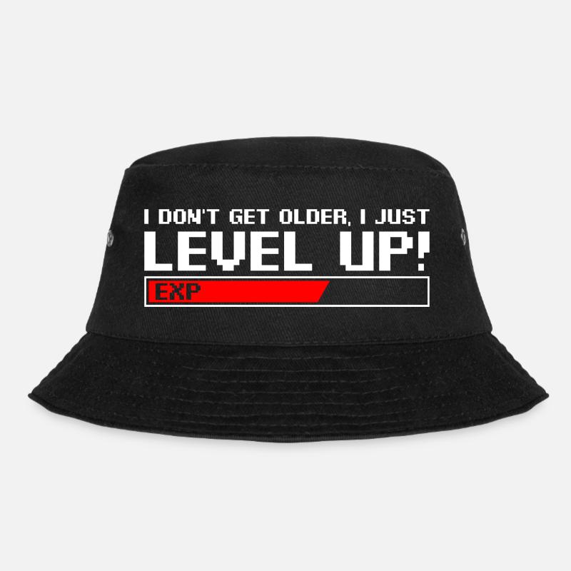 Retro Level Up Pixel T-Shirt - Bucket Hat - Schwarz