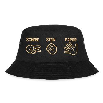 Schere Stein Papier Spiel Handspiel Silhouette - Bucket Hat - Schwarz - Vorne - Lela (165cm)