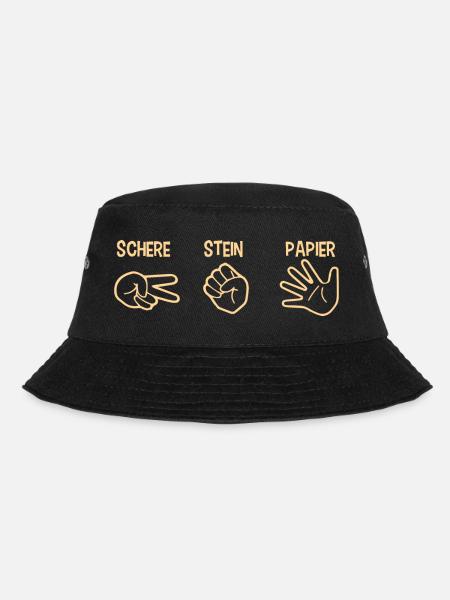 Schere Stein Papier Spiel Handspiel Silhouette - Bucket Hat - Schwarz