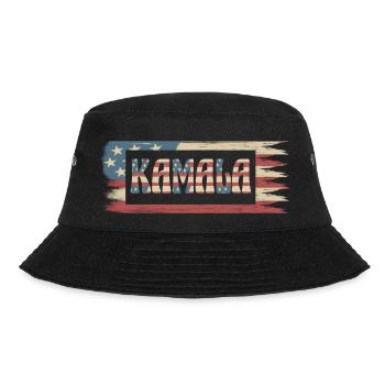 Kamala Harris president amerikanische Flagge retro - Bucket Hat - Schwarz - Vorne - Lela (165cm)