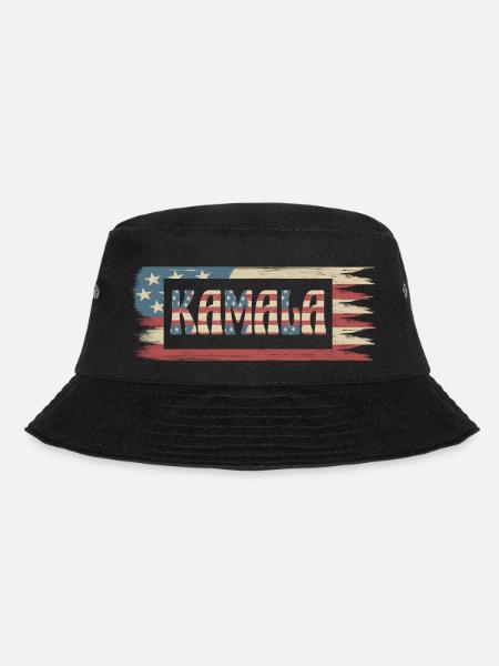 Kamala Harris president amerikanische Flagge retro - Bucket Hat - Schwarz