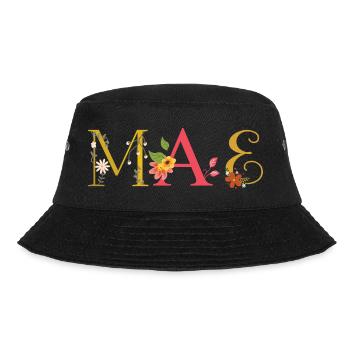 MAE Name Decorated with Flowers - Bucket Hat - black - Front - Lela (165cm)