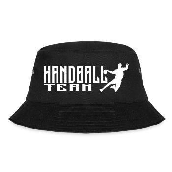 Handballteam Logo mit dynamischem Spielerdesign - Bucket Hat - Schwarz - Vorne - Lela (165cm)
