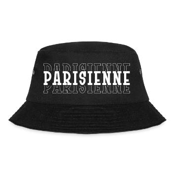 Parisienne in weißer Schrift - Bucket Hat - Schwarz - Vorne - Lela (165cm)