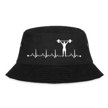 Gewichtheben, Herzschlag, EKG, Fitnessstudio, Langhantel TR - Bucket Hat - Schwarz - Vorne - Lela (165cm)
