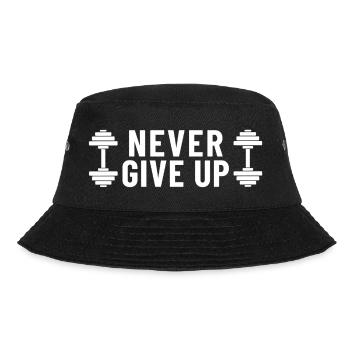 Never Give Up Hanteln Gym - Bucket Hat - Schwarz - Vorne - Lela (165cm)