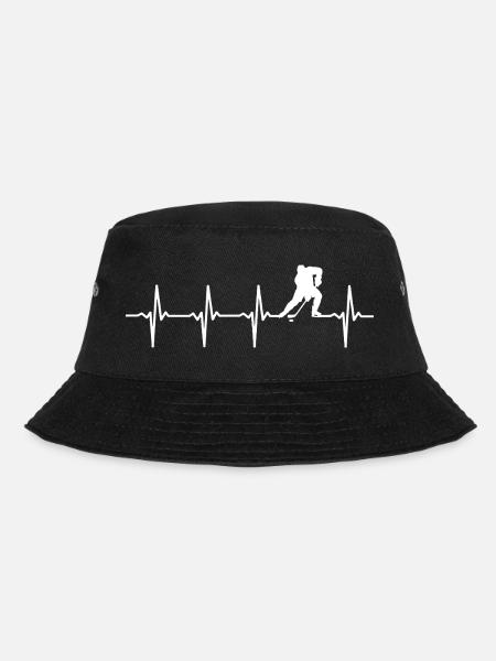 Hockey Player Heartbeat Hockey - Bucket Hat - black