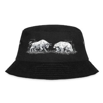 Bull & Bear: Geometric Low-Poly Stock Exchange - Bucket Hat - black - Front - Lela (165cm)