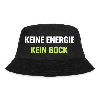 Kein Energie Kein Bock Typo Shirt - Bucket Hat - Schwarz - Vorne - Lela (165cm)