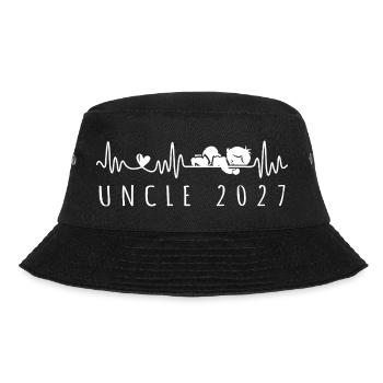 Zukünftiger Onkel 2027 Herzschlag-Schwangerschaftsankündigung - Bucket Hat - Schwarz - Vorne - Lela (165cm)