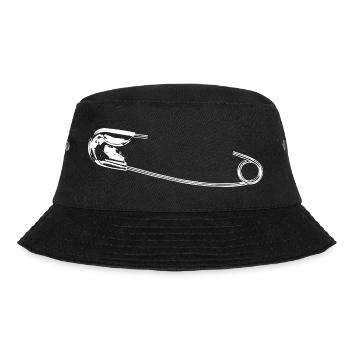 Minimalistische Stethoskop-Linienzeichnung - Bucket Hat - Schwarz - Vorne - Lela (165cm)