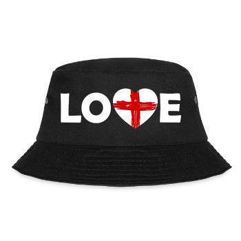 Love mit rotem Kreuz-Herz England - Bucket Hat - Schwarz - Vorne - Lela (165cm)