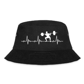 Kniebeuge Bodybuilding Herzschlag für Gewichtheber - Bucket Hat - Schwarz - Vorne - Lela (165cm)