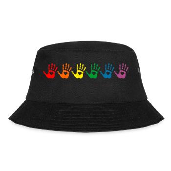 Lgbt Handabdrücke mit Herz, Regenbogen Pride - Bucket Hat - Schwarz - Vorne - Lela (165cm)