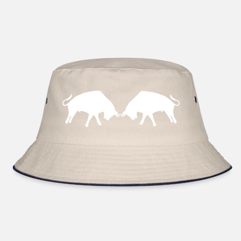 BULL 2 WHITE BULLS WHITE CREA LOUIS RUNEMBERG Bucket Hat