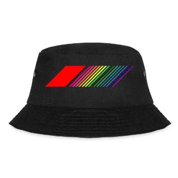 Regenbogenstreifen - Diagonale - Retro / Gay Pride - Bucket Hat - Schwarz - Vorne - Lela (165cm)