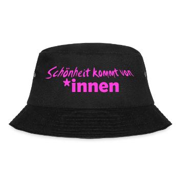T-Shirt Gendersternchen T-Shirt *innen - Bucket Hat - Schwarz - Vorne - Lela (165cm)