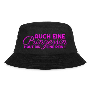 AUCH EINE Prinzessin HAUT DIR EINE REIN in rosa - Bucket Hat - Schwarz - Vorne - Lela (165cm)