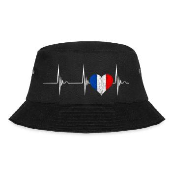 Frankreich Herz Franzose Herzschlag EKG Puls Franc - Bucket Hat - Schwarz - Vorne - Lela (165cm)