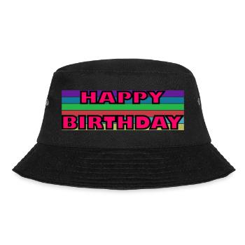 JAHRESTAG. ALLES GUTE ZUM GEBURTSTAG!. ALLES GUTE ZUM GEBURTSTAG!. - Bucket Hat - Schwarz - Vorne - Lela (165cm)