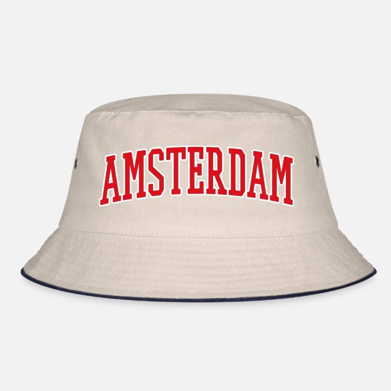 Amsterdam Lettering Red White Design Bucket Hat