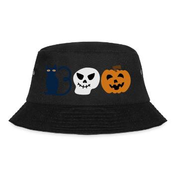 Cute Kids Halloween Boo, Cat, Ghost, Pumpkin - Bucket Hat - black - Front - Lela (165cm)