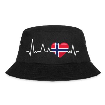 Norwegen Flagge Herzschlag Urlaub Geschenk - Bucket Hat - Schwarz - Vorne - Lela (165cm)