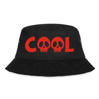 Totenkopf und cool (rot) - Bucket Hat - Schwarz - Vorne - Lela (165cm)