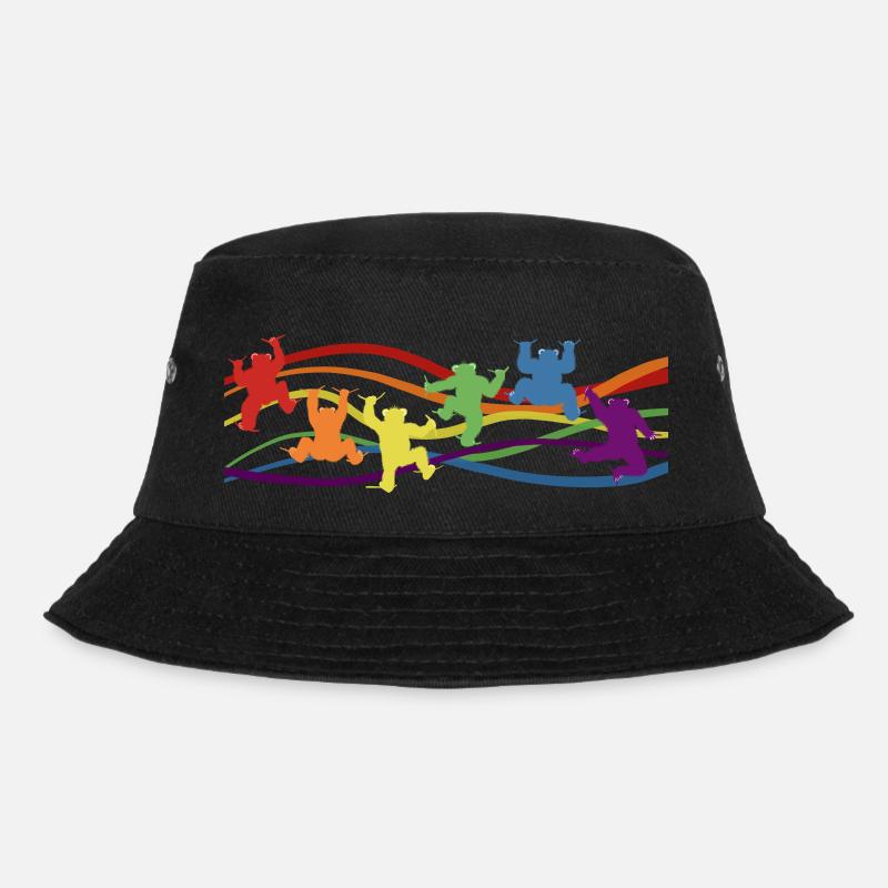 Climbing Bears in Rainbow Colors, Pride Outfit - Bucket Hat - black