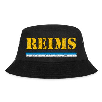 Reims / Lettering & Flag - VINTAGE - Bucket Hat - black - Front - Lela (165cm)