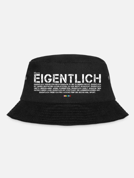 Eigentlich (weiß, mit Stabil Logo) - Bucket Hat - Schwarz