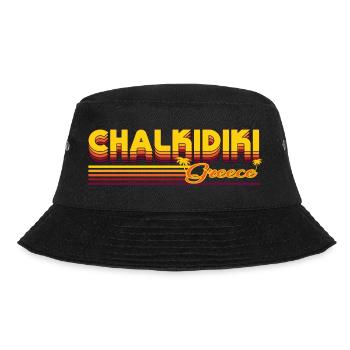 Chalkidiki: Sommerliches Retro-Design - Bucket Hat - Schwarz - Vorne - Lela (165cm)