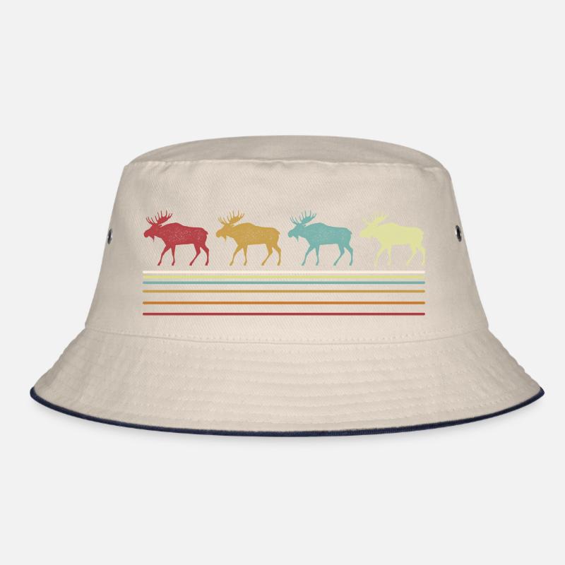 Retro Moose Lover Funny Moose Vintage Bucket Hat