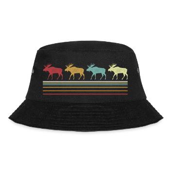 Retro Elch Liebhaber Lustiger Elch Vintage - Bucket Hat - Schwarz - Vorne - Lela (165cm)