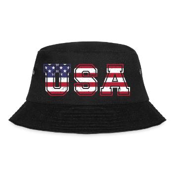 USA in den Farben der amerikanischen Flagge Fahne - Bucket Hat - Schwarz - Vorne - Lela (165cm)