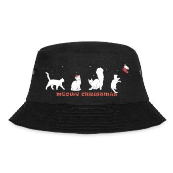 Meowy Christmas - Adorable Cat in Santa Hat - Bucket Hat - black - Front - Lela (165cm)