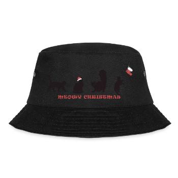 Meowy Christmas - Cute Kitty in Santa Hat - Bucket Hat - black - Front - Lela (165cm)
