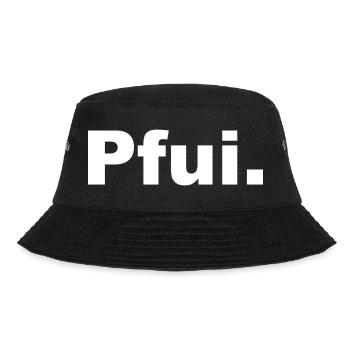 PFUI Statemant T-Shirt - Bucket Hat - Schwarz - Vorne - Lela (165cm)
